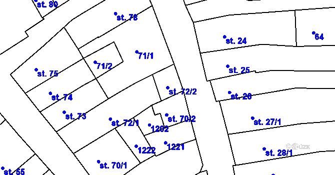 Parcela st. 72/2 v KÚ Broumov, Katastrální mapa