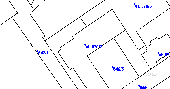 Parcela st. 570/2 v KÚ Broumov, Katastrální mapa