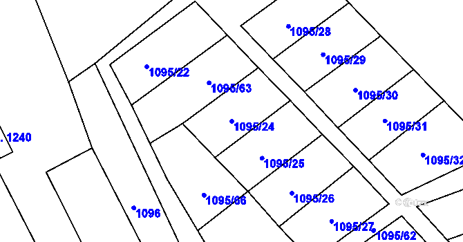 Parcela st. 1095/24 v KÚ Broumov, Katastrální mapa