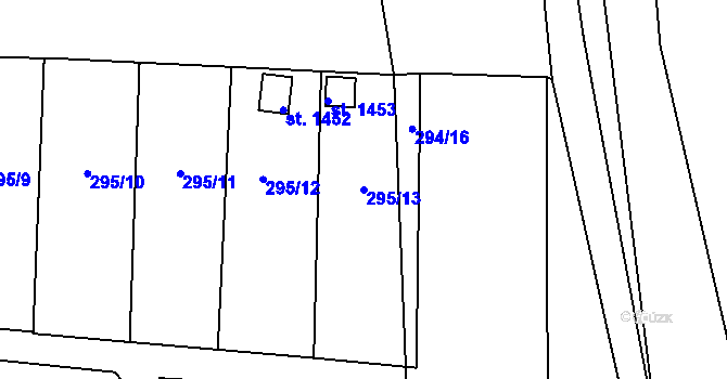 Parcela st. 295/13 v KÚ Broumov, Katastrální mapa