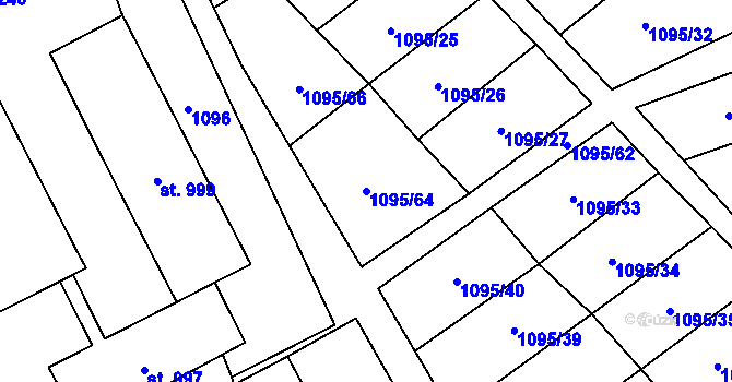 Parcela st. 1095/64 v KÚ Broumov, Katastrální mapa