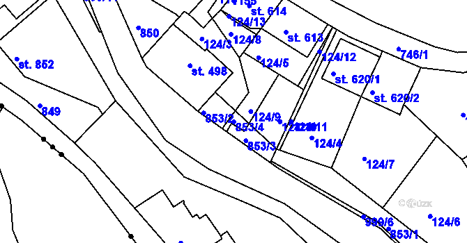 Parcela st. 853/4 v KÚ Broumov, Katastrální mapa