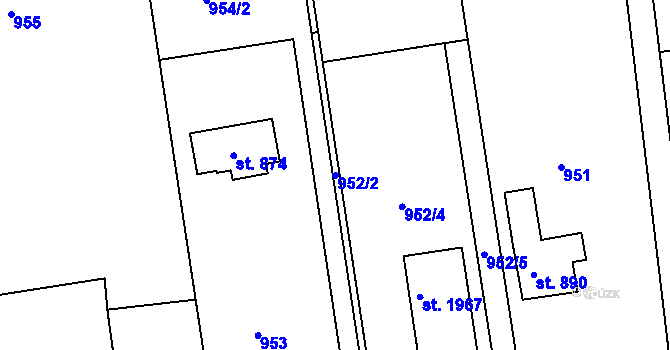 Parcela st. 952/2 v KÚ Broumov, Katastrální mapa