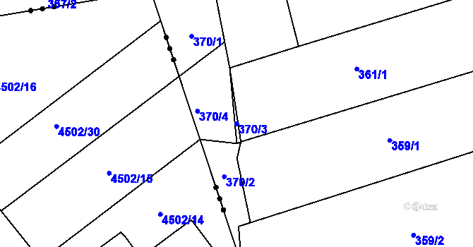 Parcela st. 370/3 v KÚ Broumov, Katastrální mapa