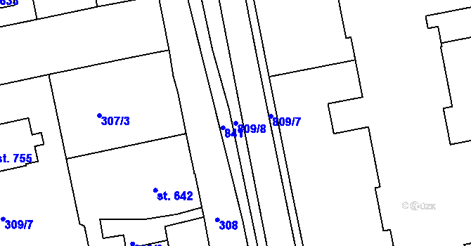 Parcela st. 809/8 v KÚ Broumov, Katastrální mapa