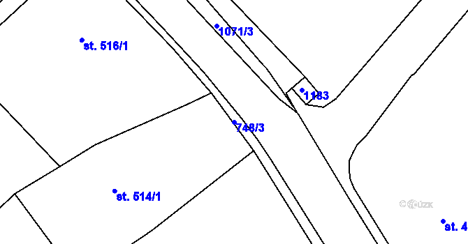 Parcela st. 748/3 v KÚ Broumov, Katastrální mapa