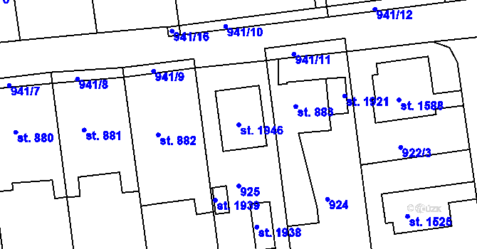 Parcela st. 1946 v KÚ Broumov, Katastrální mapa