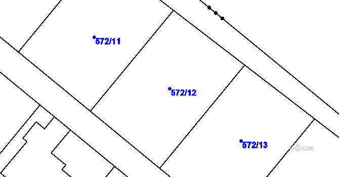 Parcela st. 572/12 v KÚ Broumov, Katastrální mapa