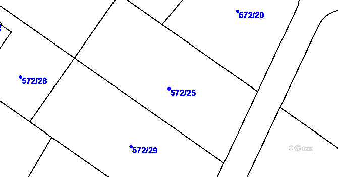 Parcela st. 572/25 v KÚ Broumov, Katastrální mapa