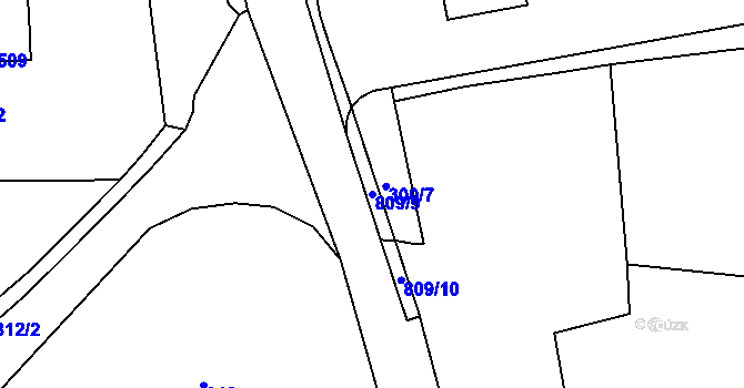 Parcela st. 809/9 v KÚ Broumov, Katastrální mapa