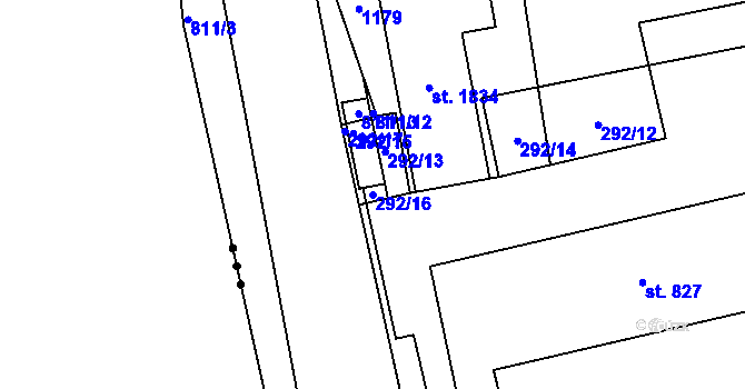 Parcela st. 292/16 v KÚ Broumov, Katastrální mapa