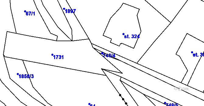 Parcela st. 748/4 v KÚ Broumov, Katastrální mapa