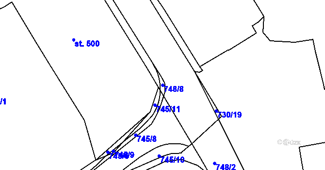 Parcela st. 748/8 v KÚ Broumov, Katastrální mapa