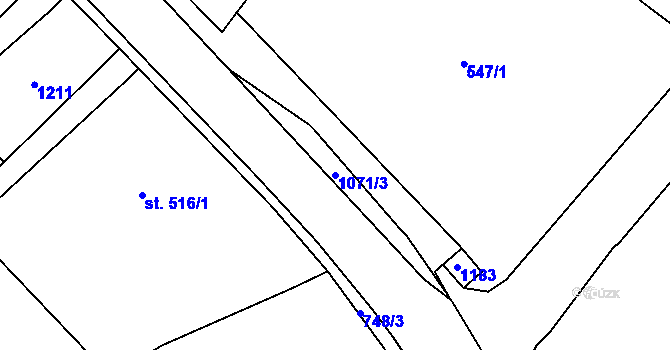 Parcela st. 1071/3 v KÚ Broumov, Katastrální mapa