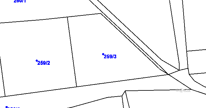 Parcela st. 259/3 v KÚ Velká Ves u Broumova, Katastrální mapa