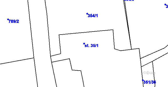 Parcela st. 35/1 v KÚ Velká Ves u Broumova, Katastrální mapa