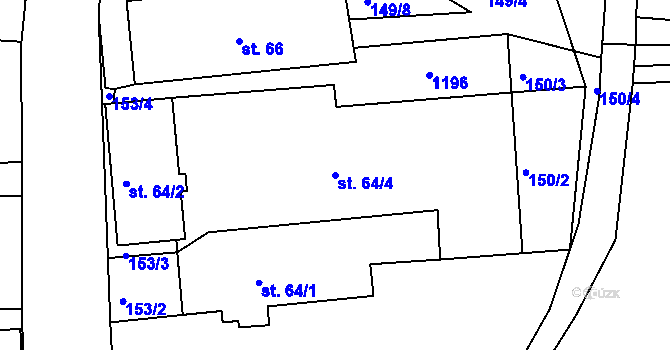 Parcela st. 64/4 v KÚ Velká Ves u Broumova, Katastrální mapa