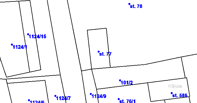 Parcela st. 77 v KÚ Velká Ves u Broumova, Katastrální mapa