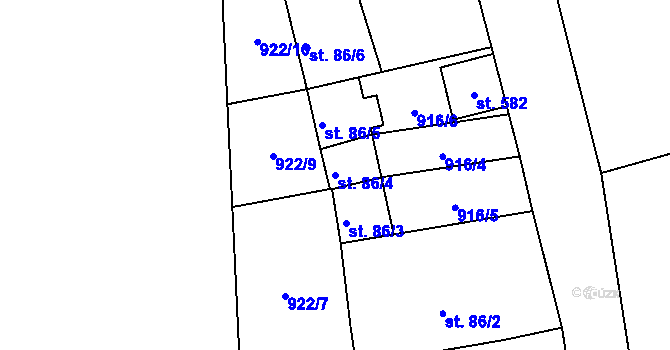 Parcela st. 86/4 v KÚ Velká Ves u Broumova, Katastrální mapa