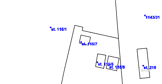 Parcela st. 115/7 v KÚ Velká Ves u Broumova, Katastrální mapa