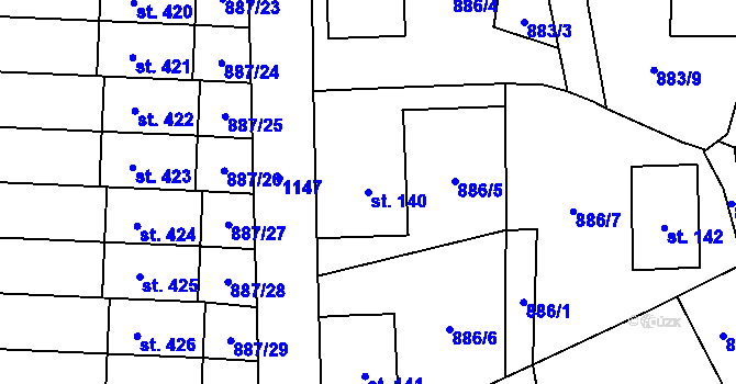 Parcela st. 140 v KÚ Velká Ves u Broumova, Katastrální mapa