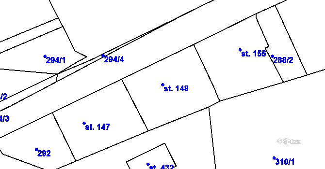 Parcela st. 148 v KÚ Velká Ves u Broumova, Katastrální mapa