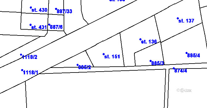 Parcela st. 151 v KÚ Velká Ves u Broumova, Katastrální mapa