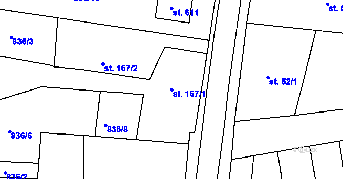Parcela st. 167/1 v KÚ Velká Ves u Broumova, Katastrální mapa
