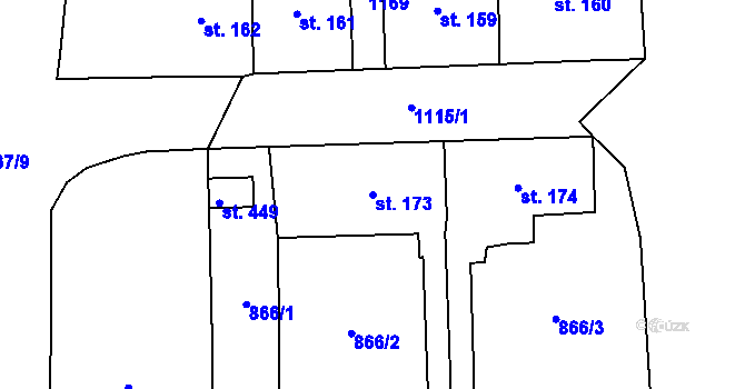 Parcela st. 173 v KÚ Velká Ves u Broumova, Katastrální mapa