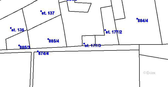 Parcela st. 177/3 v KÚ Velká Ves u Broumova, Katastrální mapa