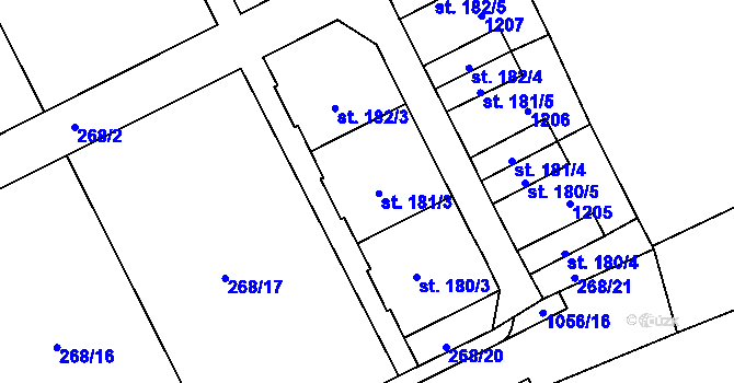 Parcela st. 181 v KÚ Velká Ves u Broumova, Katastrální mapa