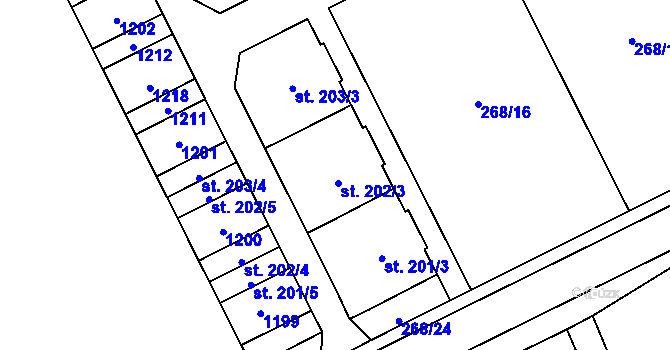 Parcela st. 202 v KÚ Velká Ves u Broumova, Katastrální mapa