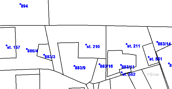 Parcela st. 210 v KÚ Velká Ves u Broumova, Katastrální mapa