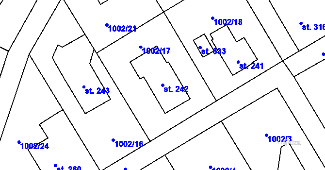 Parcela st. 242 v KÚ Velká Ves u Broumova, Katastrální mapa