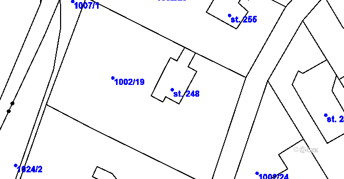 Parcela st. 248 v KÚ Velká Ves u Broumova, Katastrální mapa