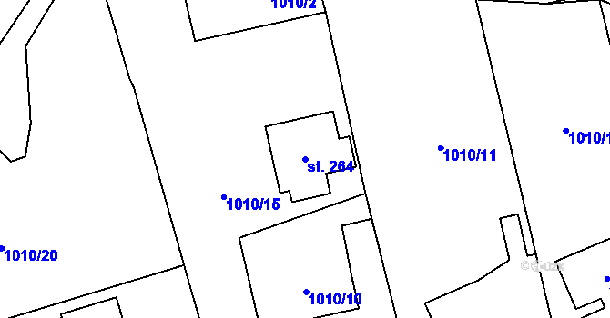 Parcela st. 264 v KÚ Velká Ves u Broumova, Katastrální mapa