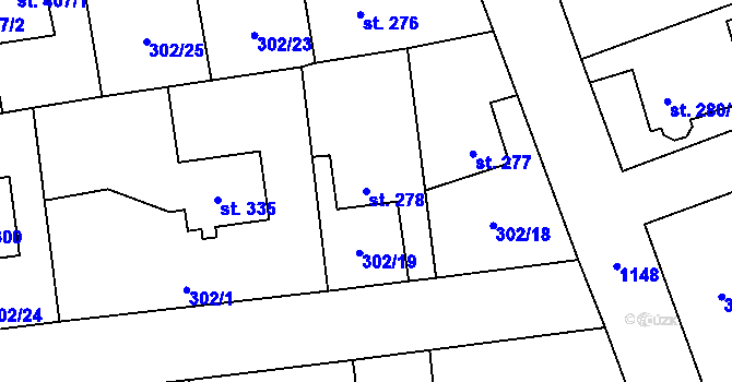 Parcela st. 278 v KÚ Velká Ves u Broumova, Katastrální mapa