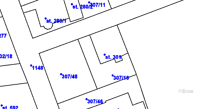 Parcela st. 301 v KÚ Velká Ves u Broumova, Katastrální mapa