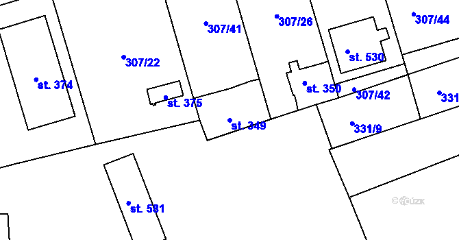 Parcela st. 349 v KÚ Velká Ves u Broumova, Katastrální mapa