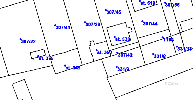 Parcela st. 350 v KÚ Velká Ves u Broumova, Katastrální mapa