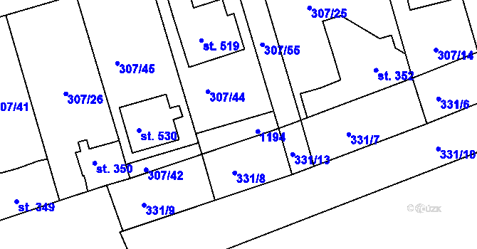 Parcela st. 351 v KÚ Velká Ves u Broumova, Katastrální mapa