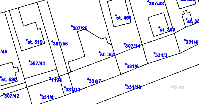 Parcela st. 352 v KÚ Velká Ves u Broumova, Katastrální mapa