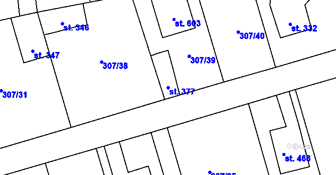 Parcela st. 377 v KÚ Velká Ves u Broumova, Katastrální mapa