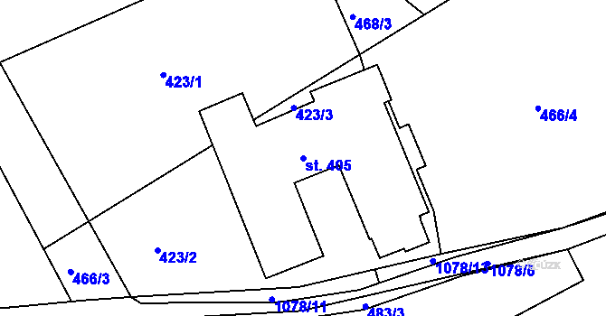 Parcela st. 405 v KÚ Velká Ves u Broumova, Katastrální mapa