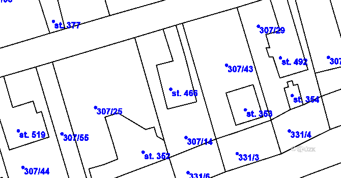 Parcela st. 466 v KÚ Velká Ves u Broumova, Katastrální mapa