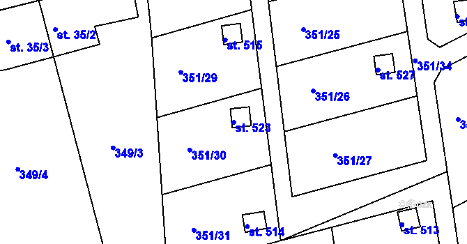 Parcela st. 523 v KÚ Velká Ves u Broumova, Katastrální mapa