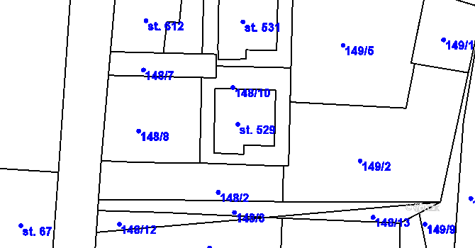 Parcela st. 529 v KÚ Velká Ves u Broumova, Katastrální mapa
