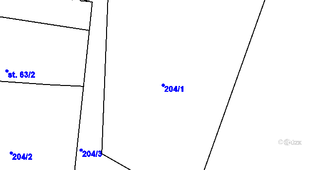 Parcela st. 204/1 v KÚ Velká Ves u Broumova, Katastrální mapa