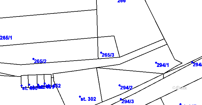 Parcela st. 265/3 v KÚ Velká Ves u Broumova, Katastrální mapa