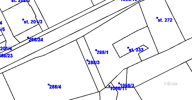 Parcela st. 288/1 v KÚ Velká Ves u Broumova, Katastrální mapa